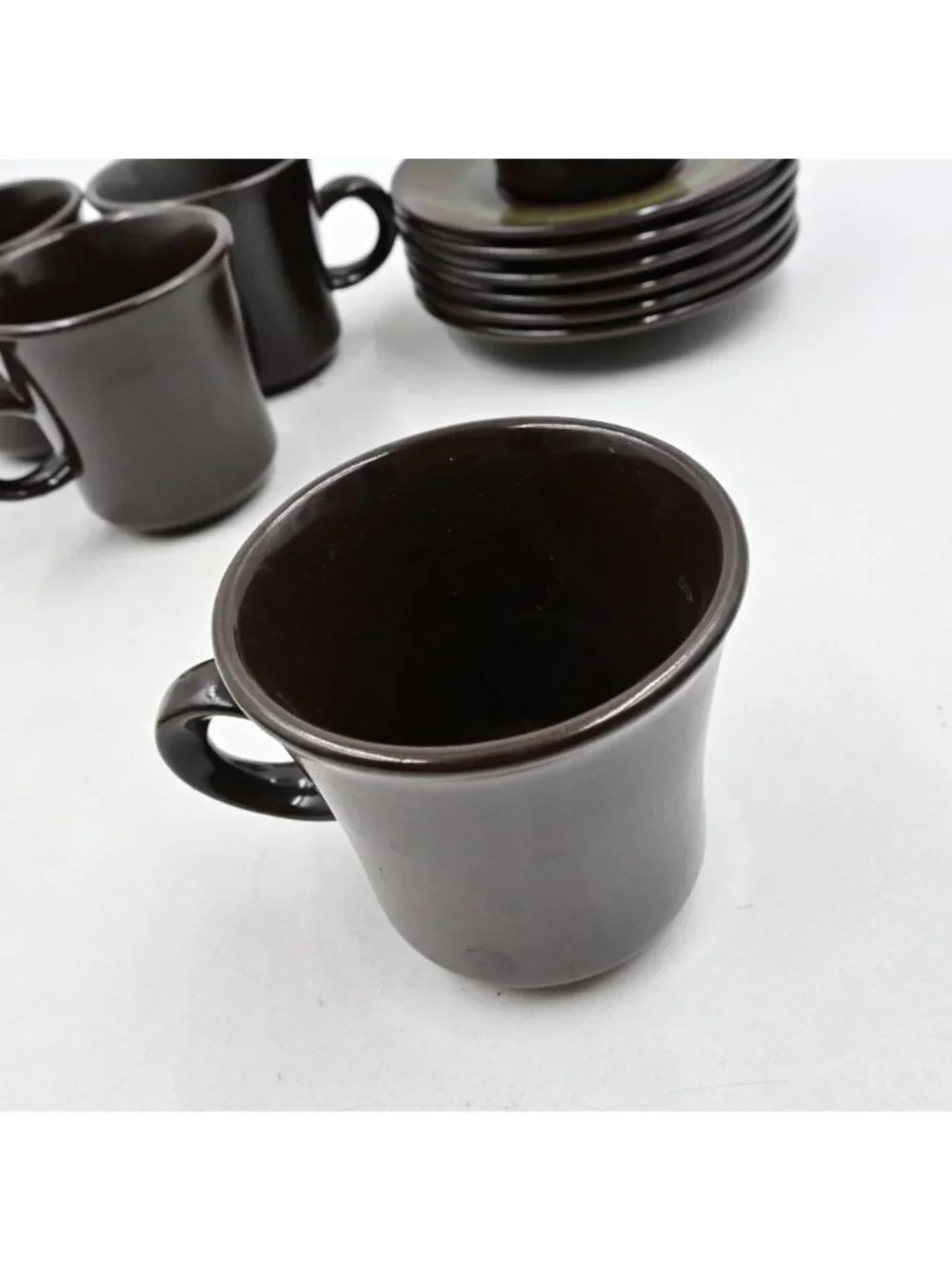 Franciscan Madeira Brown Ceramic Coffee Mugs Set Of 5 W/ Saucers